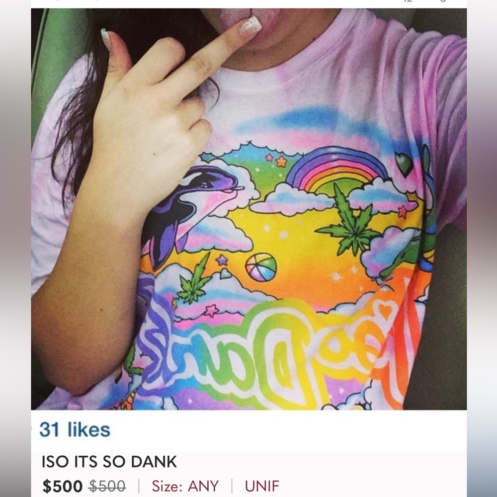 FOR SALE UNIF “It’s So Dank” T - Lisa Frank Weed / Cannabis Parody - HTF Archive - Picture 4 of 17